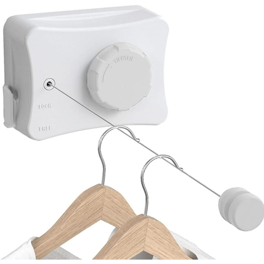 Clothesline | Lockable Hanging Washing Line | Wall-Mounted Wire Clothes Line | Cloth Line Laundry Drying Rope | Adjustable | Indoor | Outdoor |Balcony