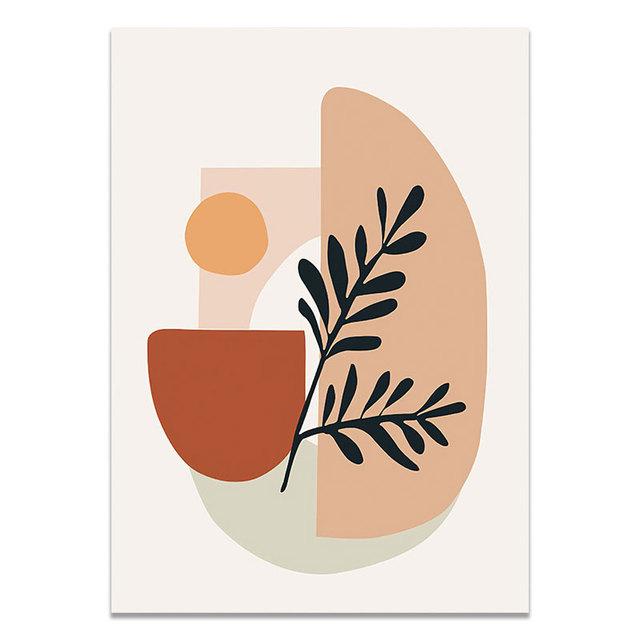 Boho Nude Girl Wall Art Pictures Abstract Geometry Leaves Plant Canvas Painting Nordic Posters for Interior Living Room Decor