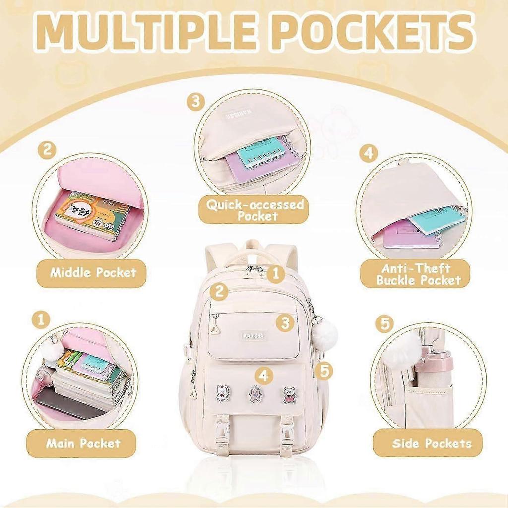 Girls Backpack, Kids Backpack for Girls with Anti-theft Back Pocket, Lightweight School Bookpack, Watrer Resistant, Bookbag for Elementary Primary Sch