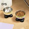 Elevated Cat Bowls Stainless Steel Pet Dish with Non-Slip Base Removable Pet Bowls for Food Water Wide Shallow Cat Dish