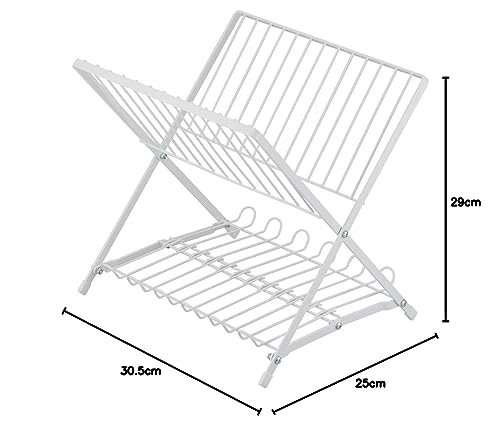 Wahei Freiz Large Capacity Dish Stand for Platters, Medium and Small Dishes, Drainer, and Storage, Branse RG-0424