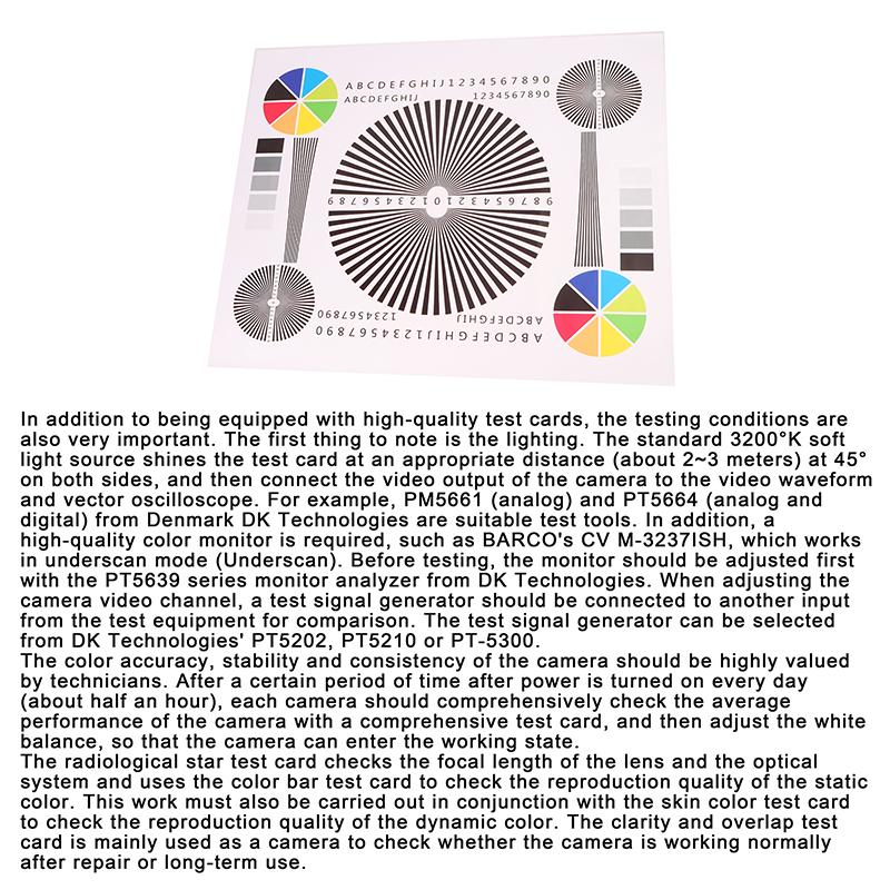 50*40Cm Lens Arka Odak Kalibrasyonu Odaklama Test Kartı İzleme Kamerası Montajı Odaklama Şeması