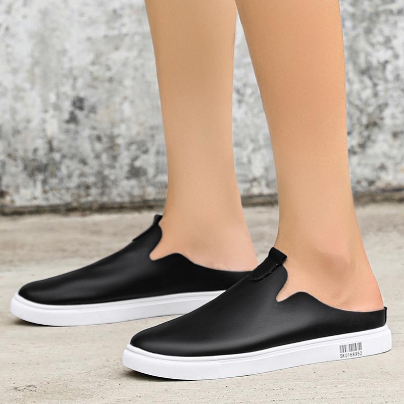 Summer Men's Half Slippers Comfortable and Lightweight Design Black and White Casual Outdoor Shoes Classic Board Shoes Slip On