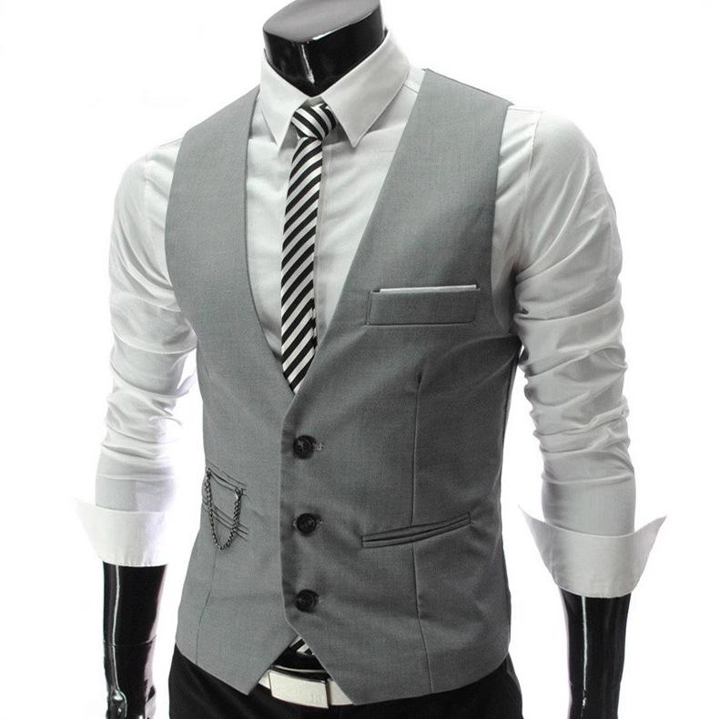 Korean Slim Fit V-Neck Men's Three-Button Suit Vest - Trendy British Business Waistcoat