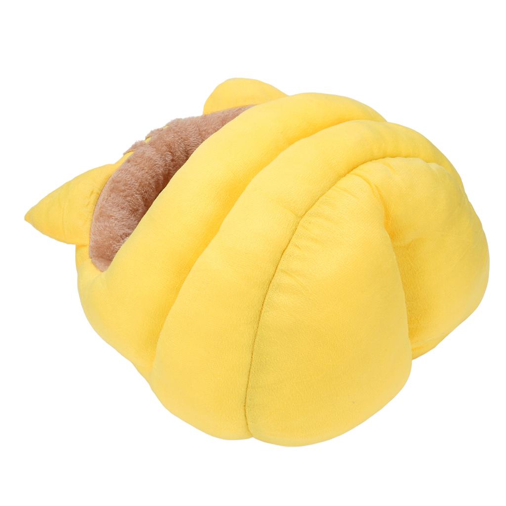 Cat Cave Semi Enclosed Warm Pet Bed Detachable Cartoon Animal House for Autumn and Winter Yellow