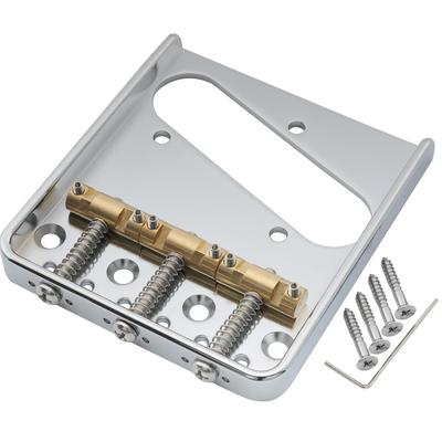 Musiclily Ultra 10.8mm Telecaster Bridge, 3-Way, Brass Saddles, Aluminum Plate, for Vintage TL Electric Guitars, Chrome