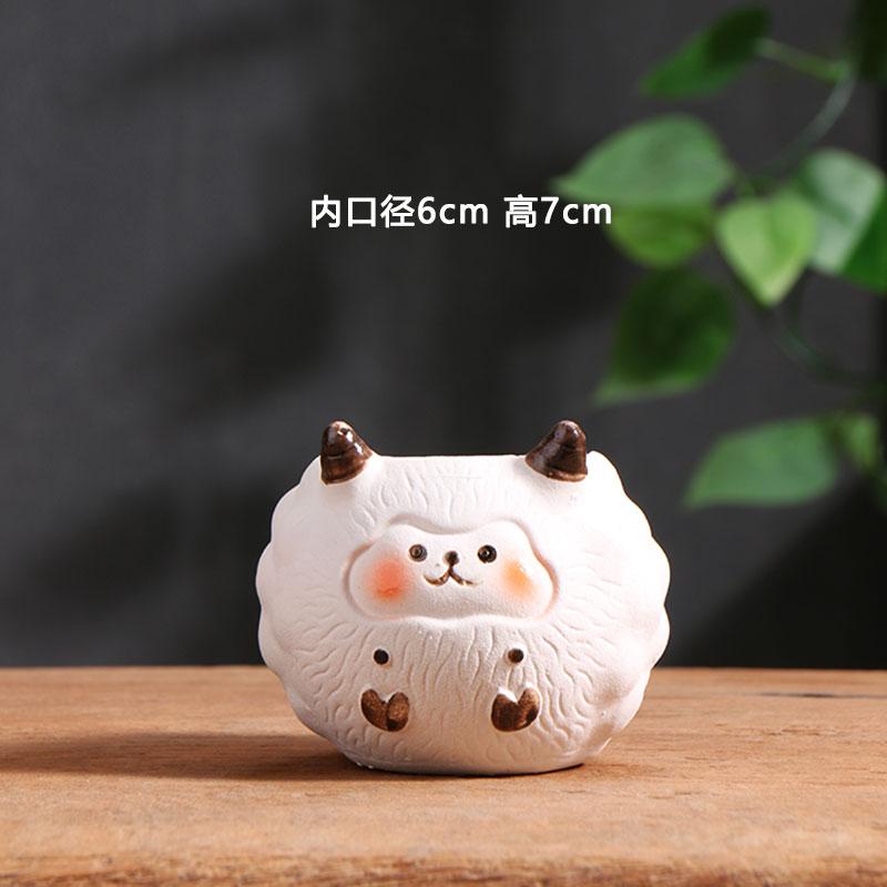 Cartoon Flower Pot Animal Vase Ceramic Rabbit Duck Fox Garden Courtyard Succulent Potted Table Top Small Vase Home Decor Gifts