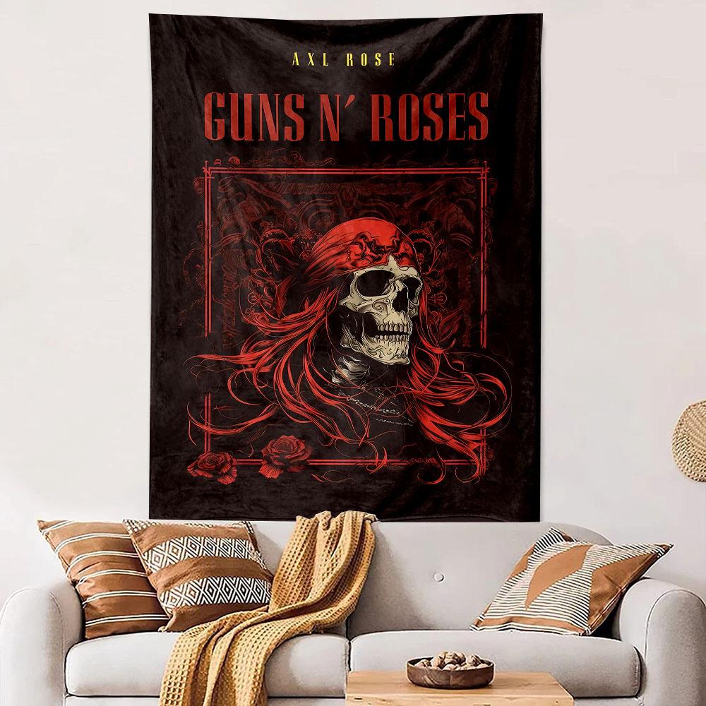 Guns N' Roses Axl Rose Tapestry Wall Hanging, Classic Rock Band Art, Retro Music Wall Decor for Bedroom Man Cave