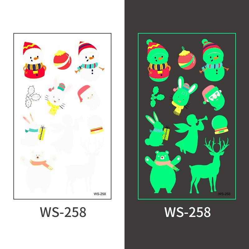 Kids' Waterproof Christmas Glow Tattoos - Festive Cartoon Stickers for Holiday Parties