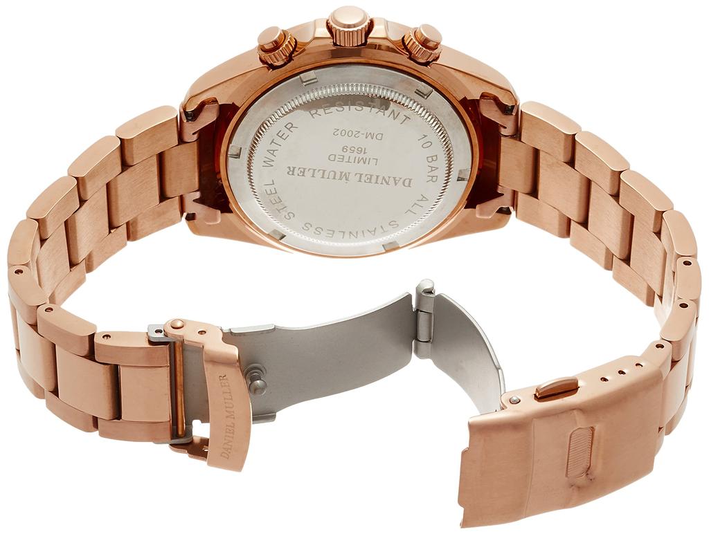 Zegarek DANIEL MULLER Chronograph Różowe złoto x Czarny [Daniel Muller] Męski DM-2002BK Męski