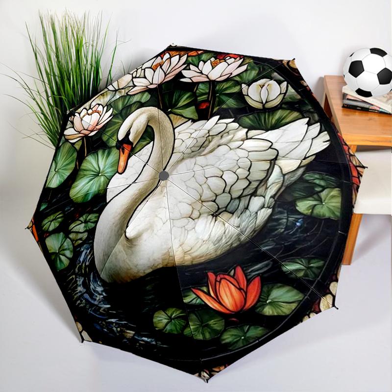 

A Pair of Swans Umbrella Automatic Open/close, Sturdy Iron Frame & 8-Rib Struct, Umbrella for Women & Men, Valentine s Day Gift