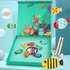Wooden Magnetic Fishing Kitten Fish Game 26 Letters Multi-functional Fun Spelling Words Early Childhood Education Toy