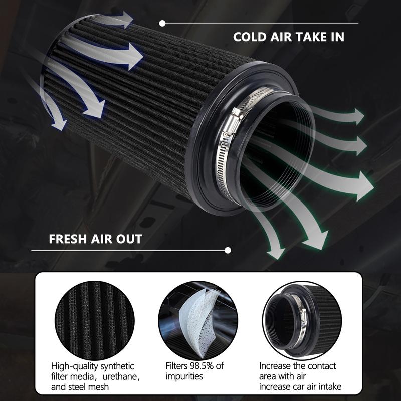 RASTP-3" 3.5" 4" Race Car High Flow Cold Air Intake Air Filter Three Sizes Conical Washable Air Filters 10.6" Tall OFI141