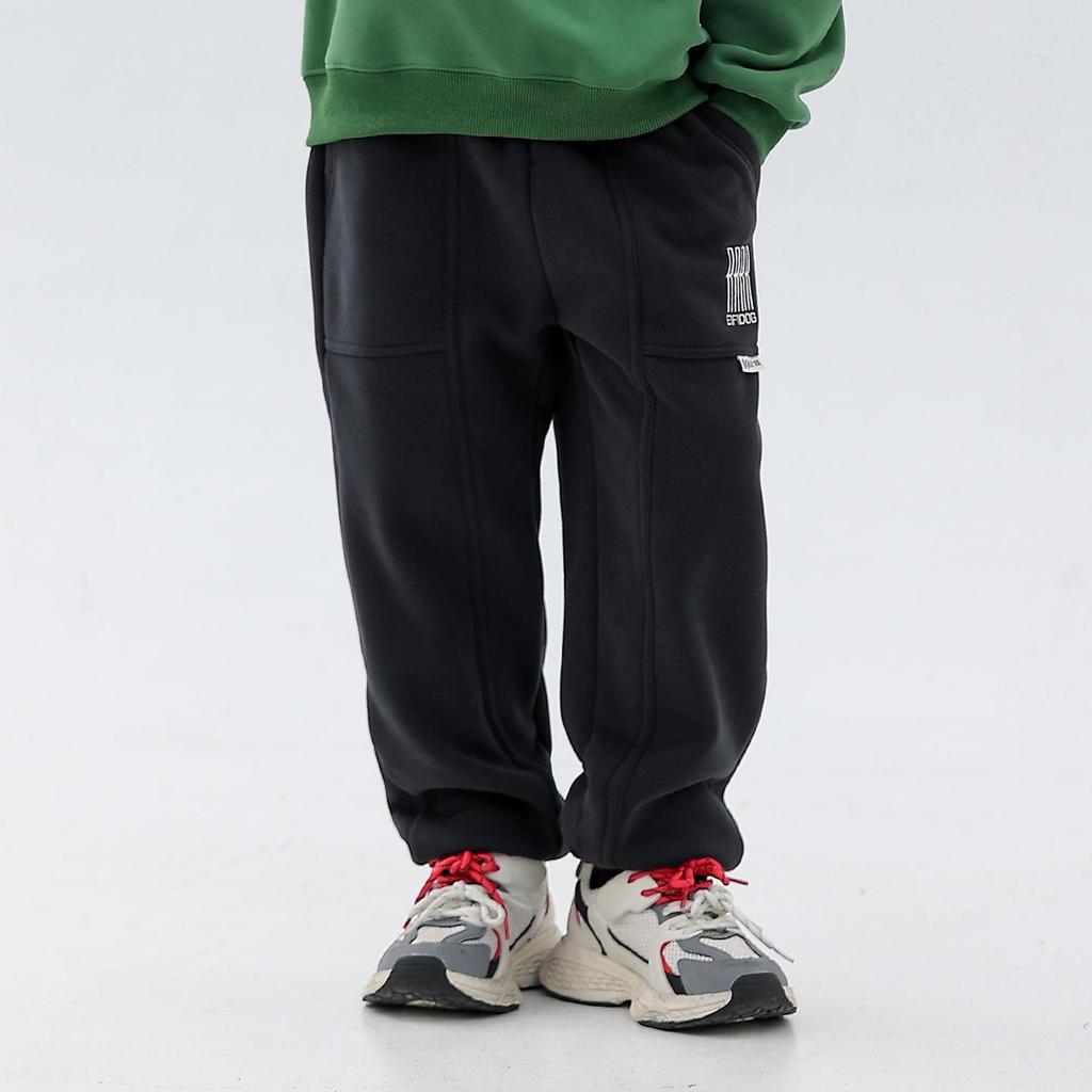 Boys' Plush Fleece Sweatpants - 2025 Autumn/Winter Collection: Thick, One-Piece, Loose Fit for Older Kids