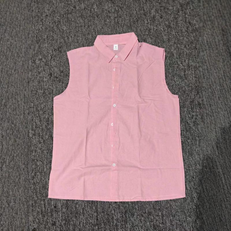Fashionable Solid Color Lapel Sleeveless Top for Summer Men's Cool Button Splicing Cardigan Casual Loose Top