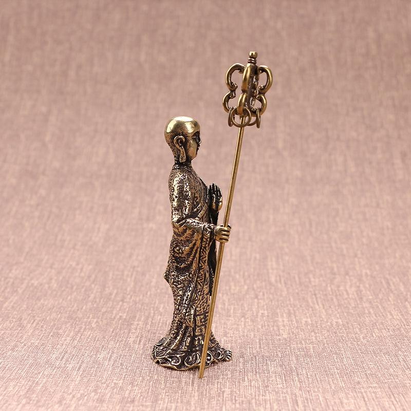 Retro Pure Copper Chinese Myth Nezha Buddha Statue Figurines Creative Desktop Decoration Home Furnishing Craft Gift Decoration