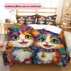 Cartoon Calico Cat Pattern Bedding Home Decoration Birthday Gift (1 * duvet cover + 2 * pillowcase, without core)