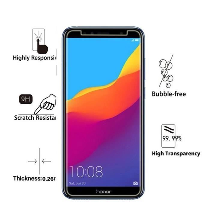 Film Vitre Protection Ecran - PHONILLICO - Huawei Y5 2018 - Pack de 3 - Verre Trempé - Anti Rayures