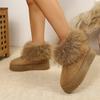 Large size snow boots women's new winter velvet thickened warm thick sole heightening imitation fox hair cotton boots cotton shoes