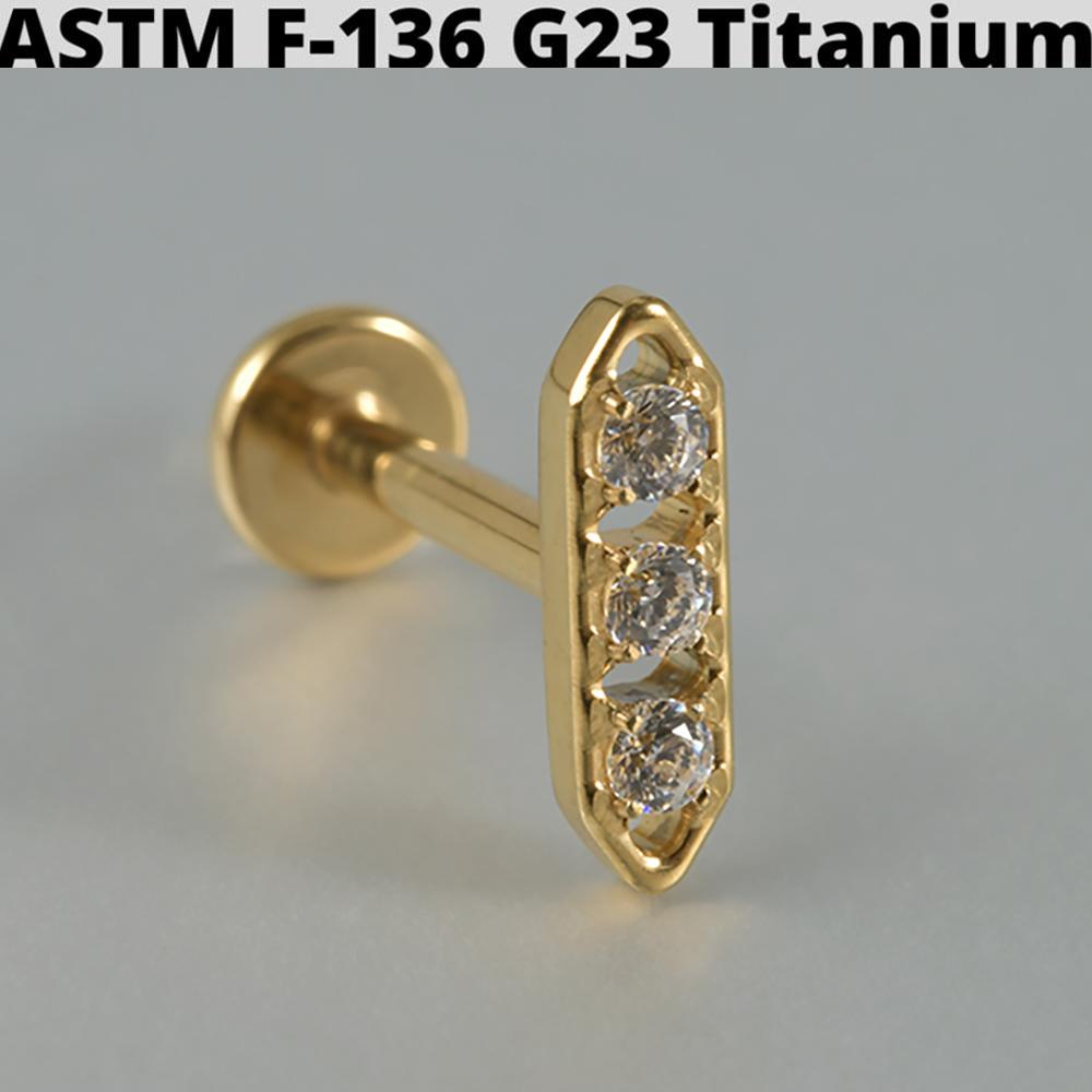 Cz Four Pointed Star G23 Solid Titanium Cartilage Earrings Stud 16G Internally Threaded Sun Helix Ear Tragus Piercing Jewelry