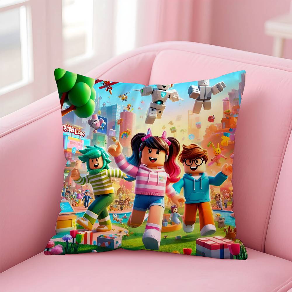 Hot Game R-Robloxs-X Cool Pillow Case Anti-Dustmite Pillowcase Invisible Zipper Silky Short Plush Sofa Cushion Cover
