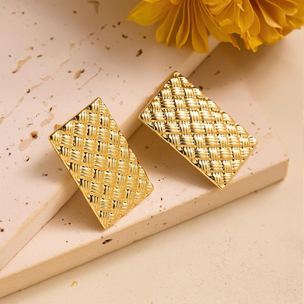Geometric Irregular 18k Gold Titanium Steel Earrings for Women