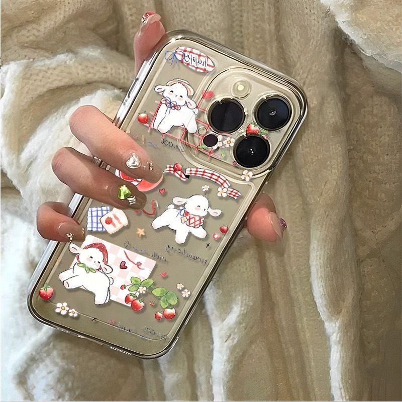 Cute Lamb Pattern Phone Case for IPhone 13 12 15 11 16 14 Pro Max IPhone 15 16 14 Plus Fashionable Transparent Protective Case