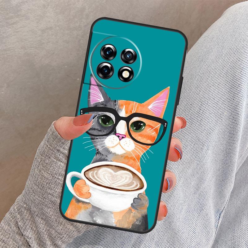 

Cute Animal Cat Coffee Cover For OnePlus Nord 4 CE 2 3 Lite N30 N20 N10 OnePlus 13 12 11 10 Pro 8T 10T 12R 13R Case OnePlus Nord N10