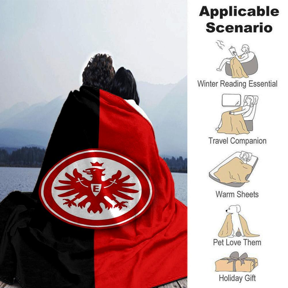 Eintracht Frankfurt Eagle Logo Flannel Blanket, Soft Warm Sofa Throw Blanket, Nice Present for Football Supporters