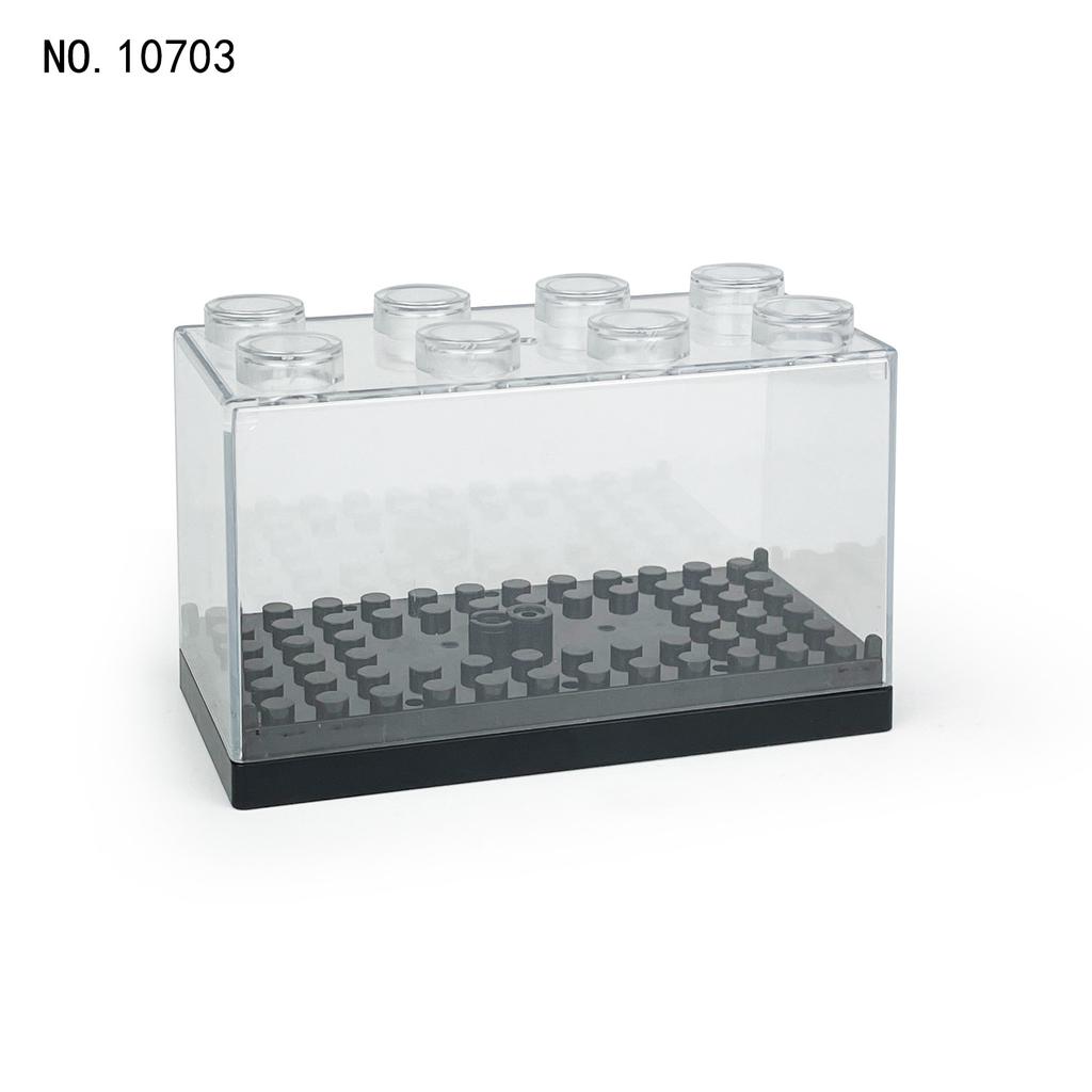 Baustein-Minifigurenspielzeug, staubdichte Präsentationsbox mit Bodenplatte, stapelbar, pädagogisches zusammengebautes Kinderspielzeugmodell
