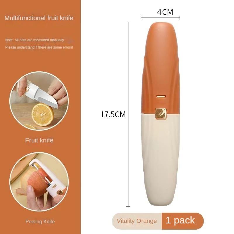 2 in 1 Multifunctional Fruit Knife Peeler Foldable Portable Stainless Steel Paring Knife Kitchen Tool for Cut Peeling Slicing оранжевый