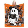 Halloween Ghost Reading Books Witch Cat Blanket Cover Fleece  Soft Throw Blankets for Bedding Couch Bed Rug