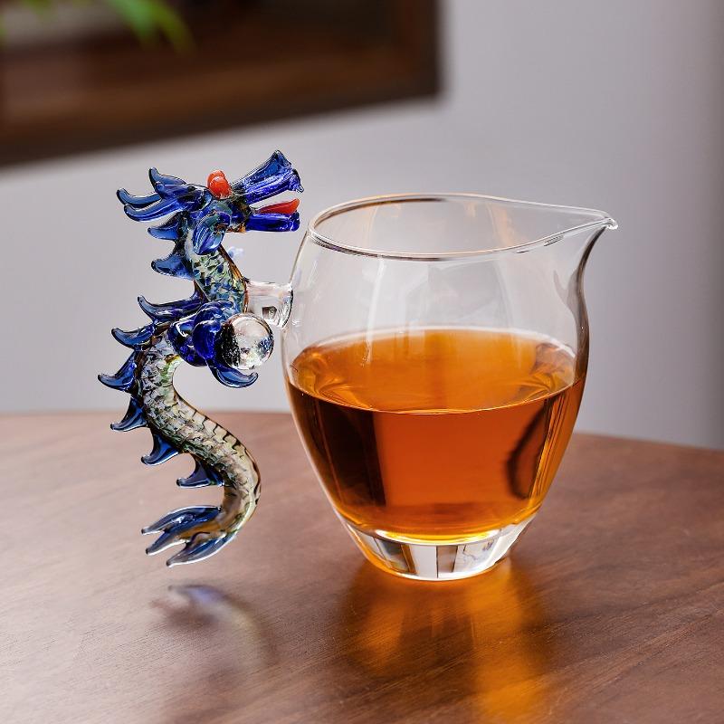 

Стеклянный чайник PhoenixDragon Чашка справедливости Жаростойкий Прозрачный Синий Красный Небесный дизайн Роскошный для чайной церемонии Кувшин для наливания 200-400ml