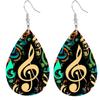 Classical Elegant Music Note Pattern PU Leather Earrings Women's Fashion Drop Dangle Earrings Double-sided Print Lightweight  Earrings