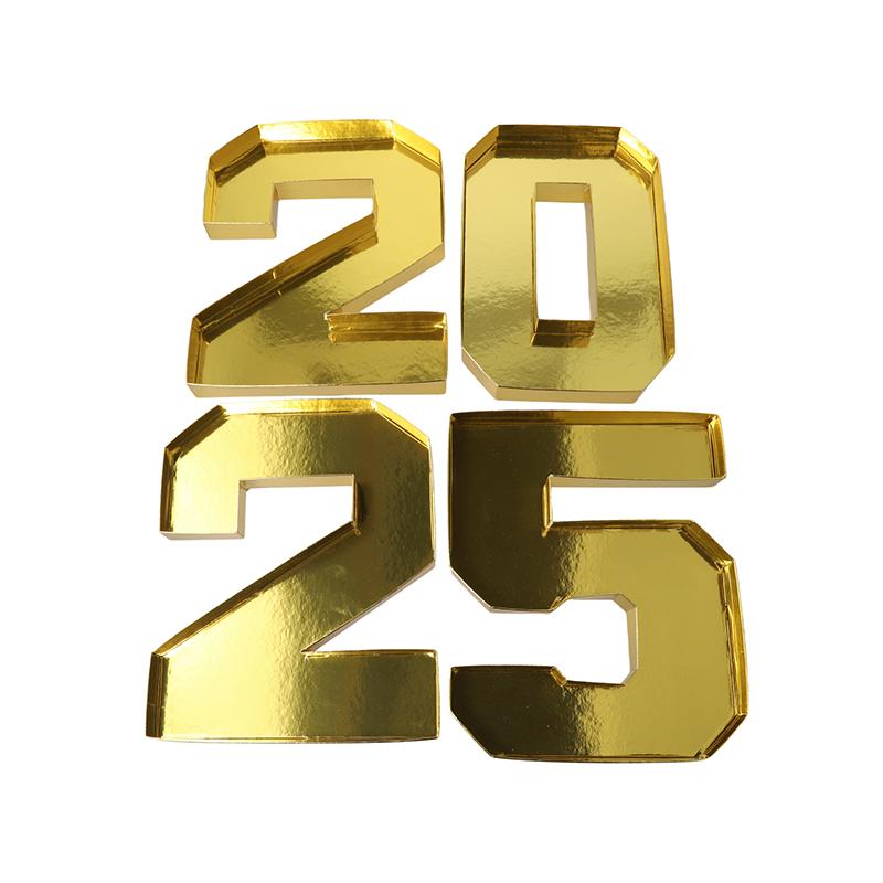 1/4pcs Digital Design Dinner Plate Party Supplies Party Candy Container Gold Number Shaped Box Snack Tray 24.5x21x3cm