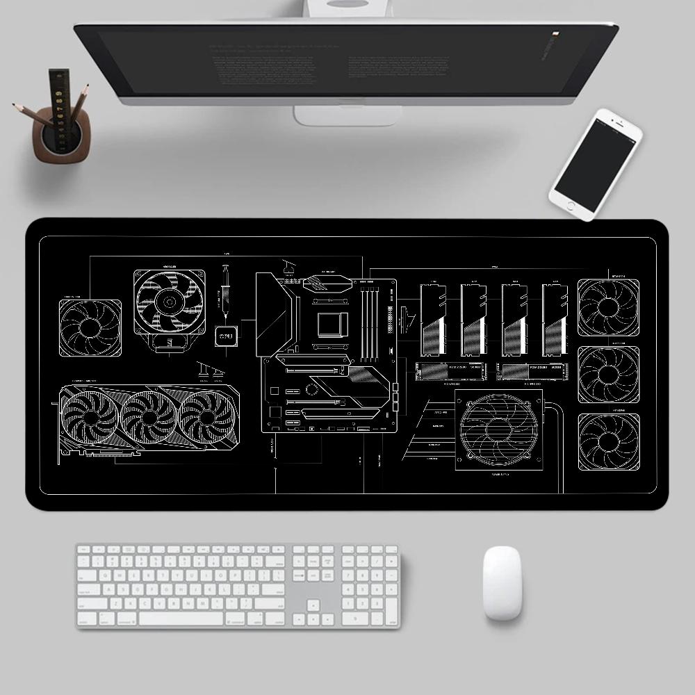 Larger Mousepad CPU Artistic line design Style Gaming Keyboard Computer 600x1200mm Desk Mat Accessories Game Mause Ped Office