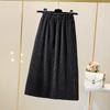 Autumn  Winter Thick Split Half-length Skirt Female Chenille High Waist A-line Skirt Plus Size Long Skirt with Pockets