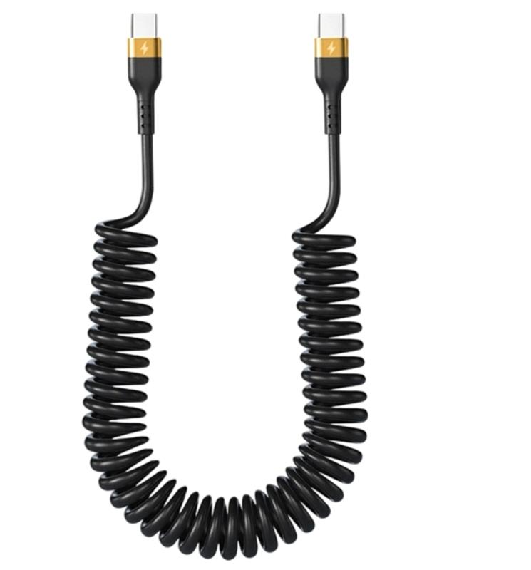 120W Two USB C Chargers Cable Heavy Duty PVC Spring Design TangleFree 6A Rapid Charge Solution For Mobile Devices Computers