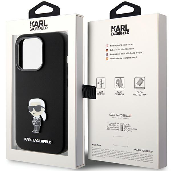 Karl Lagerfeld KLHCP15LSMHKNPK iPhone 15 Pro 6.1" Black Silicone Ikonik Metal Pin