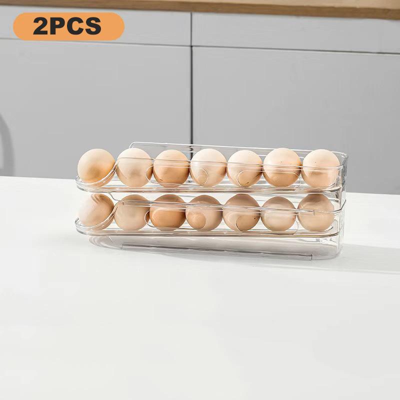 1/2/3-lags eggoppbevaringsboks Automatisk rullende eggholder Stativ Stige Kjøleskap Eggdispenser Eggorganisatorholder Kjøkken