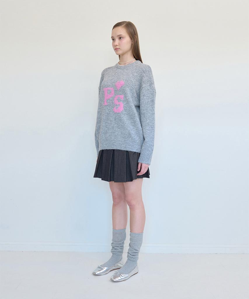 PISCESS Hairy Jacquard Sweater_Gray