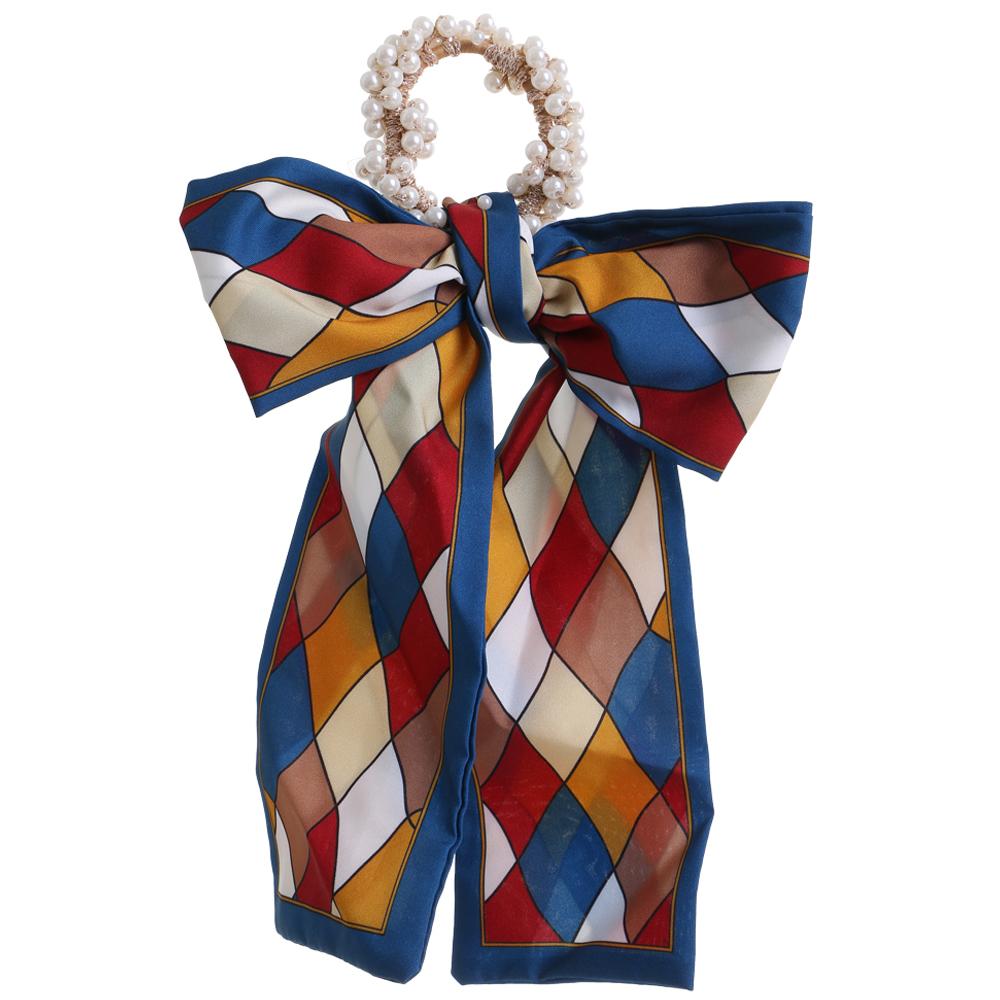 

Жемчужная повязка для волос, шифоновая модная лента, веревка для волос, стример для девочек, хвостик, бант, лента, резинка, аксессуары для волос, головной убор