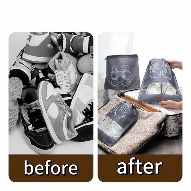 Non-woven Travel Shoes Storage Bags Portable Drawstring Closure Waterproof Bags Clothing Storage Pack Reusable Dustproof Bags