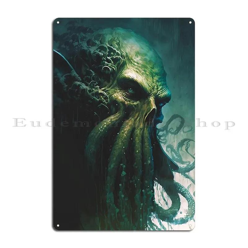 Arrival Of Cthulhu Metal Sign Poster Pub Painting Wall Decor Custom Wall Decor Tin Sign Poster