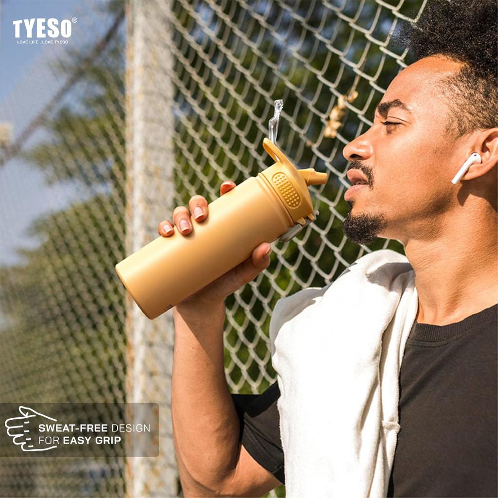 Tyeso Water Bottle with Lid Insulated Stainless Steel Thermos Travel Sports Water Bottles For Cold and Heat Thermal Mug