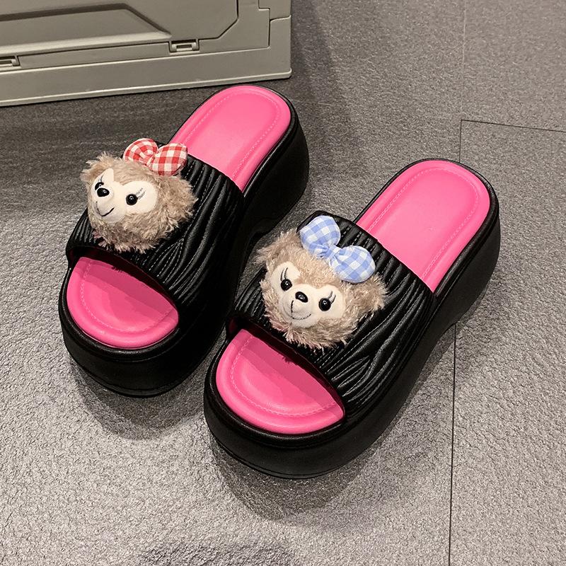 Fashion Cute Cartoon Cat Slippers for Women To Wear Spring New Small Height-increasing Cool Slippers