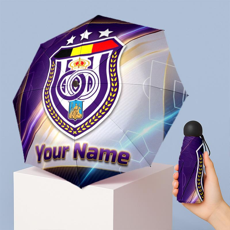 Anderlecht FC Manual Five Fold 8 Rib Umbrella Support Custom Text, Lightweight Travel Umbrella