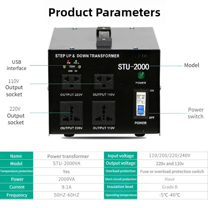 High Power Household Small Step Up & Down Transformer 110V To 220V Power Supply Voltage Converter