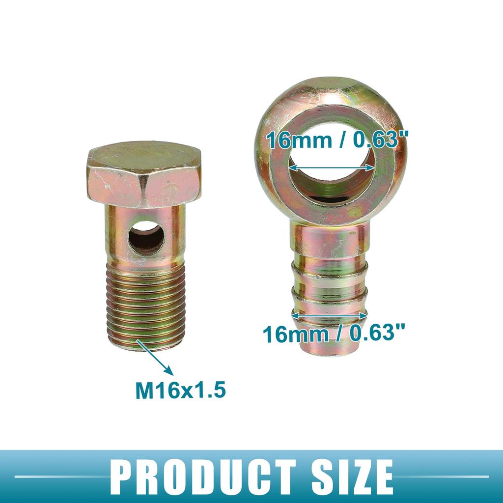 A ABSOPRO Banjo Bolt M16x1.5 16mm Banjo Hose Barb Bolt Fitting Brake Line Fitting