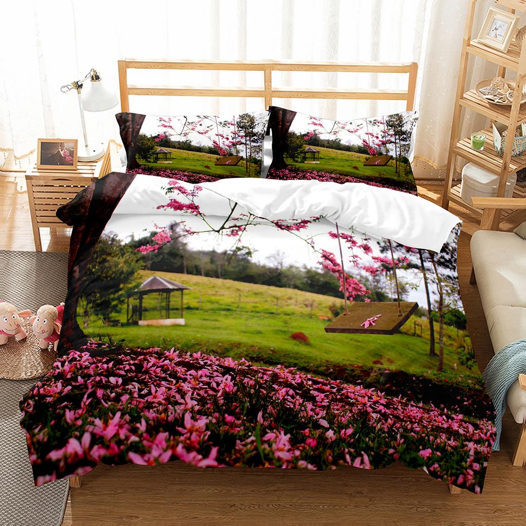 Spring Flowers King Queen Duvet Cover Colorful Floral Bedding Set Cherry Blossoms Quilt Cover 2/3pcs Polyester Comforter Cover